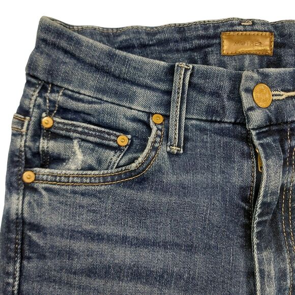 Mother High Waisted Looker Ankle Skinny Jeans Womens 23 Blue Stretch Bohemian - Picture 5 of 15